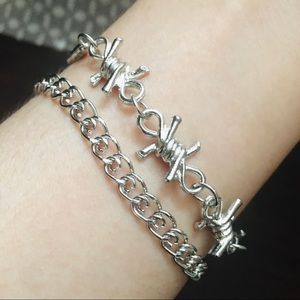 Wire and Chain Silver Bracelets